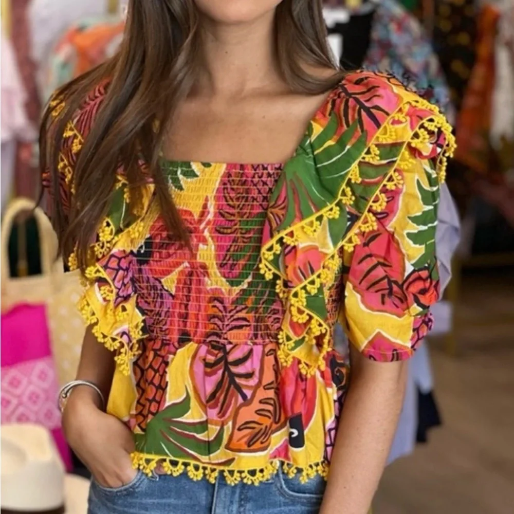 FARM Rio Multicolor Ruffled Blouse - Picture 1 of 5